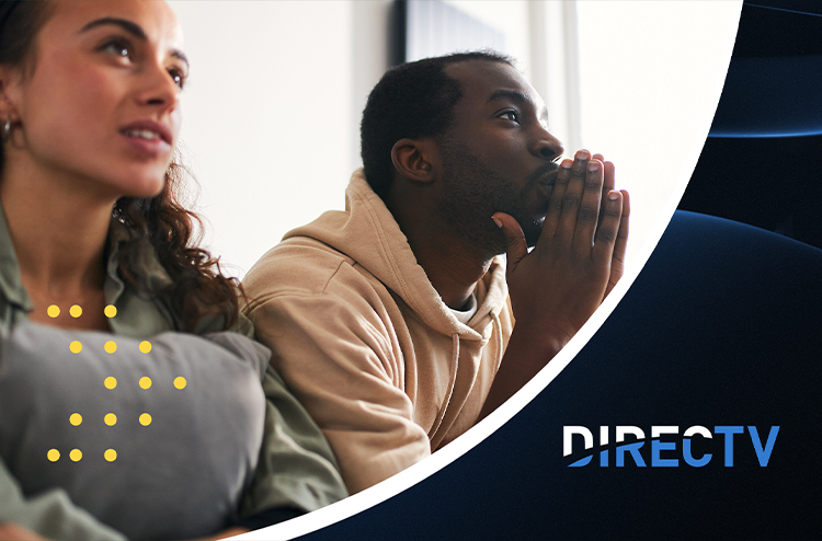 A man and woman watch live TV programming with DIRECTV on SONIFI's interactive platform