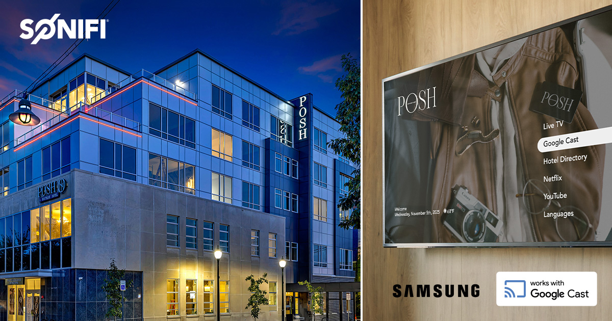 POSH on Kirkwood features in-room entertainment and interactive features from SONIFI, including Google Cast technology embedded on Samsung hospitality TVs